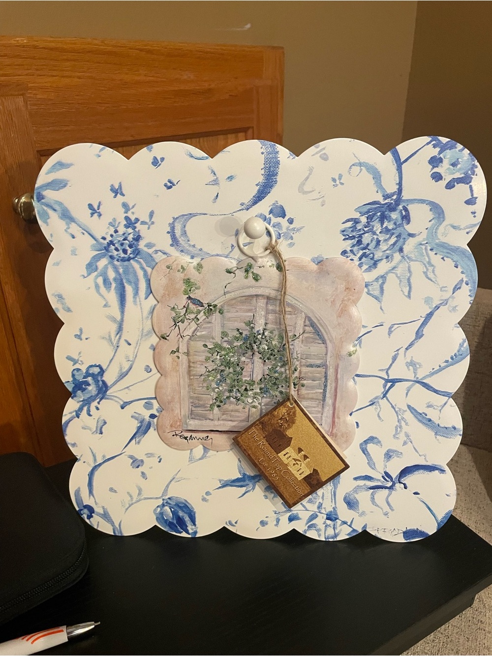 The Round Top Collection Blue Floral Decorative Tabletop Accent NWT